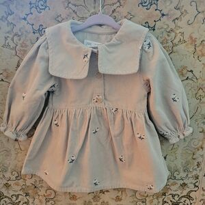 Zara Embroidered Floral Corduroy Dress